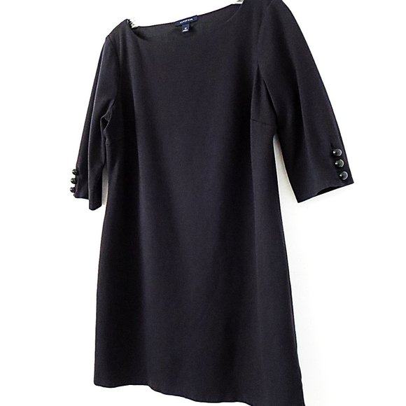 Business Casual 3/4 Sleeve Boat Neck Tunic Dress - Picture 2 of 5